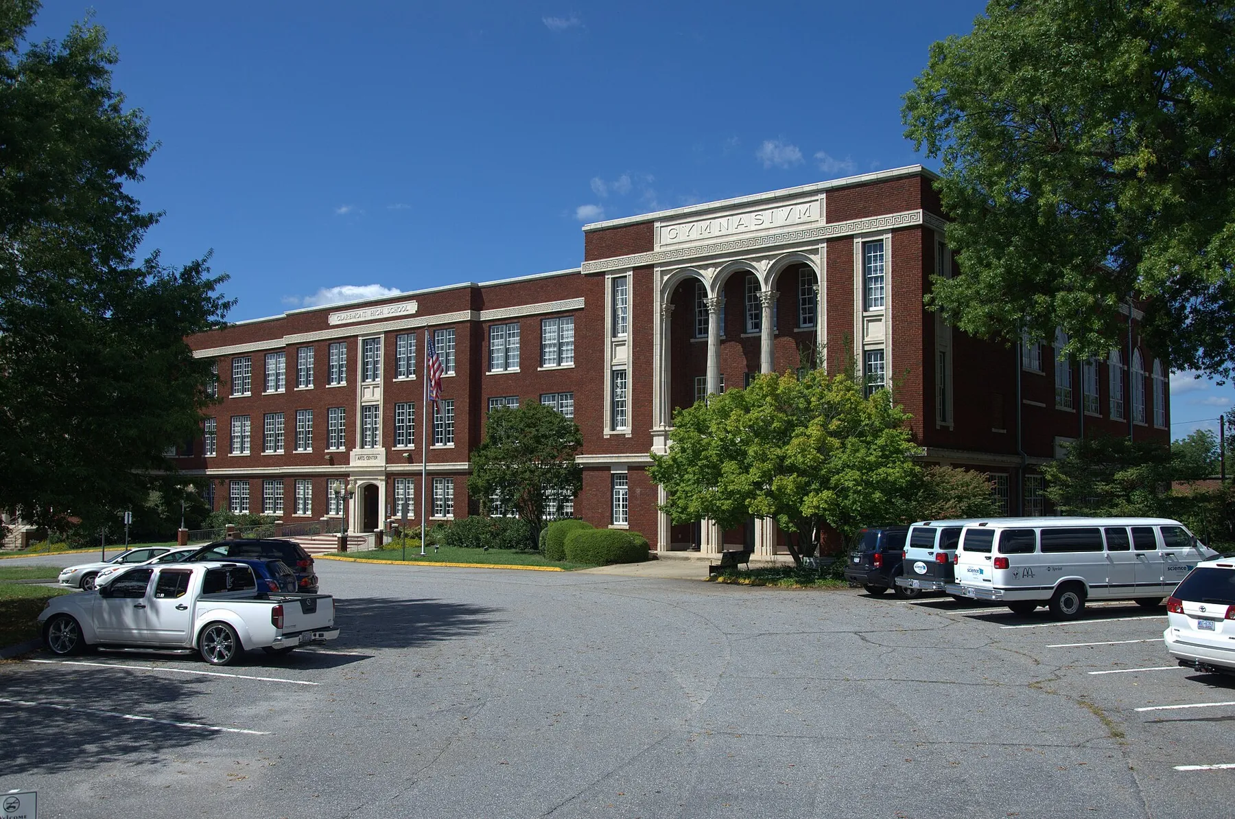 The historic Claremont High School building in Hickory