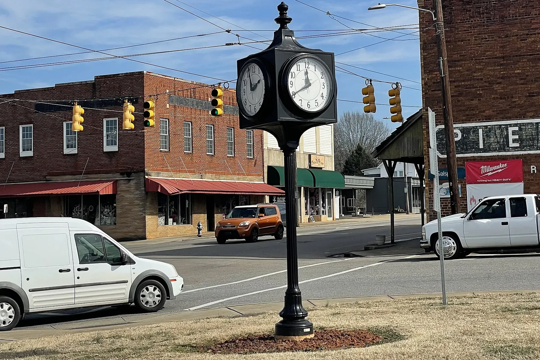 The town clock in downtown Maiden, NC